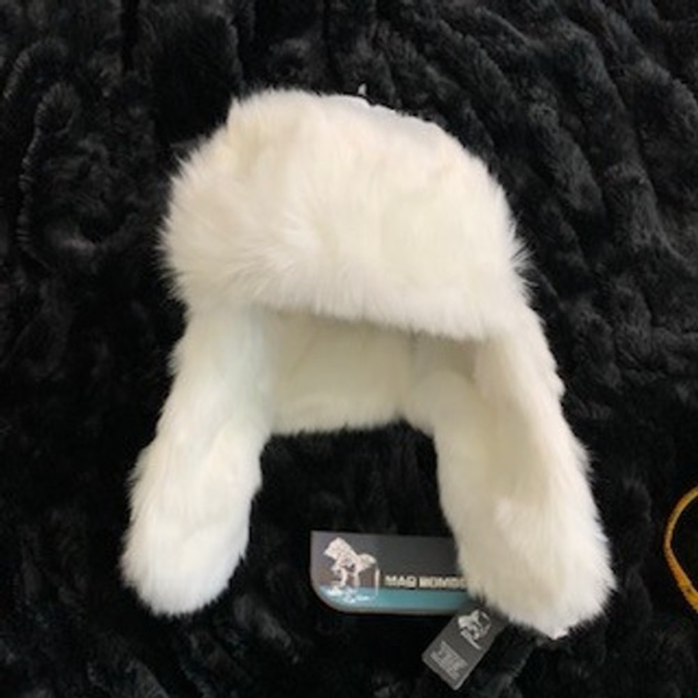 Mad Bomber Trapper Hat White Faux Fur Ear Flap Aviator Winter Cap Small NEW